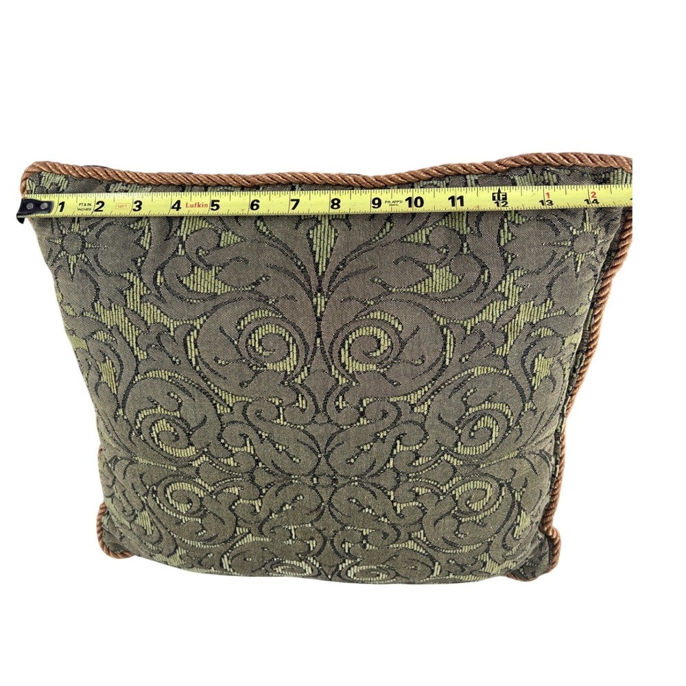 Vintage Damask Throw Pillow Green Tapestry English Manor Cottage Gothic Decor - Picture 7 of 7